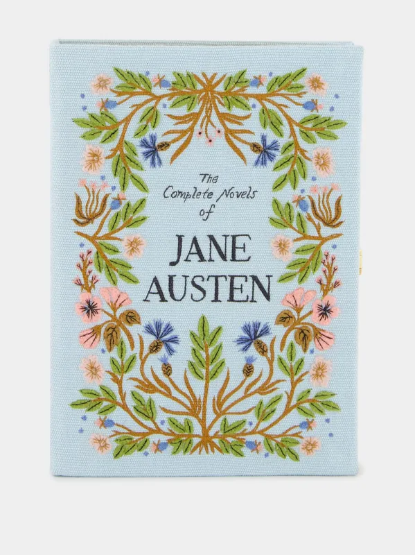 Jane Austen Light Blue Embroidered Clutch made by Fashion Clinic