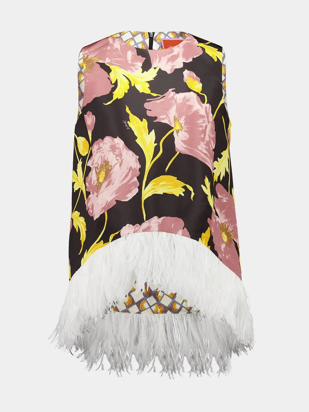 La Scala Black Floral Feather Top sold by Fashion Clinic