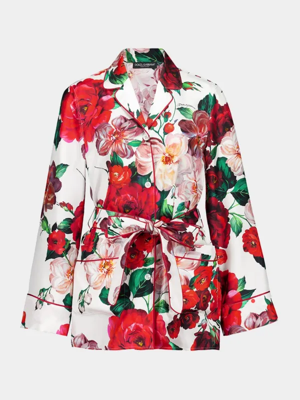 Long-Sleeved Rose Print Pajama Shirt sold by Fashion Clinic
