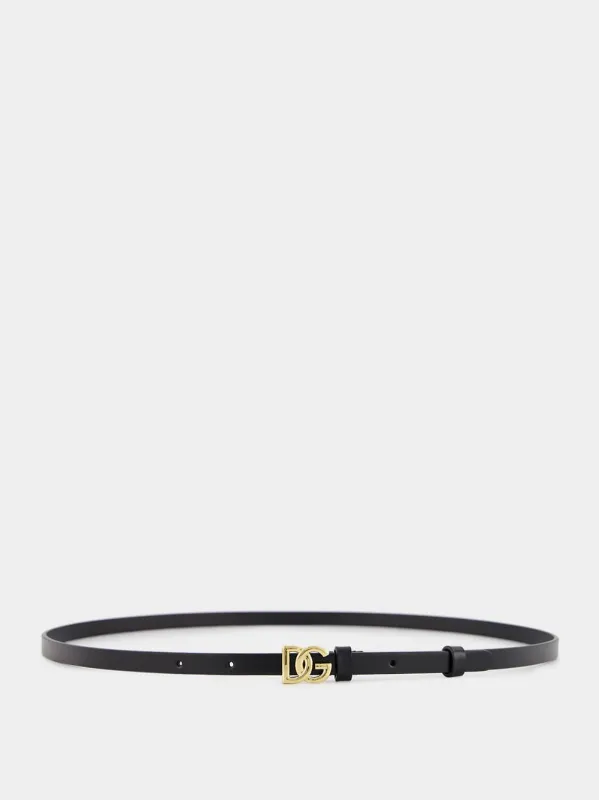 DG Logo Black Calfskin Belt sold by Fashion Clinic