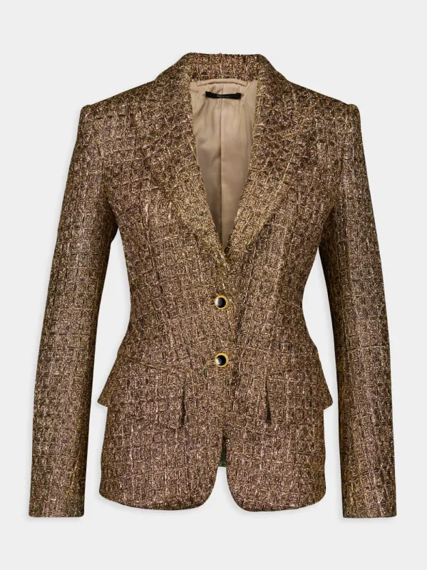 Gilded Tweed Single-Breasted Blazer sold by Fashion Clinic