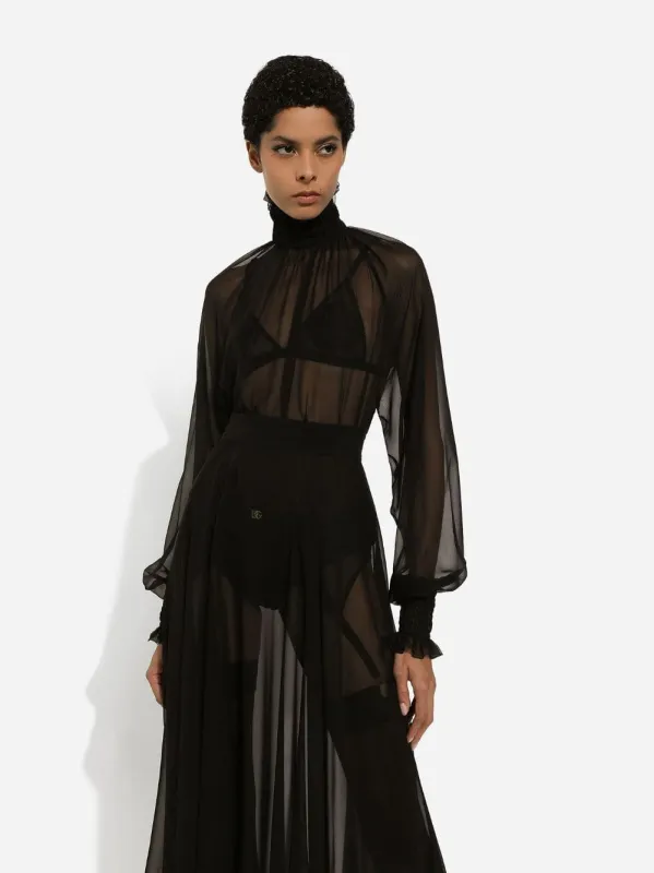 Smock-Stitched Chiffon Blouse made by Dolce & Gabanna