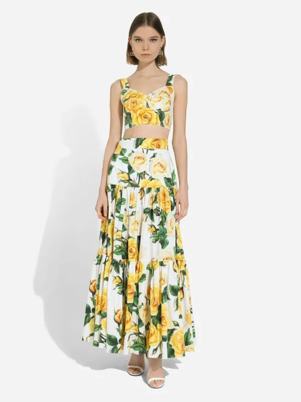Rose-Print Ruffled Skirt made by Dolce & Gabanna