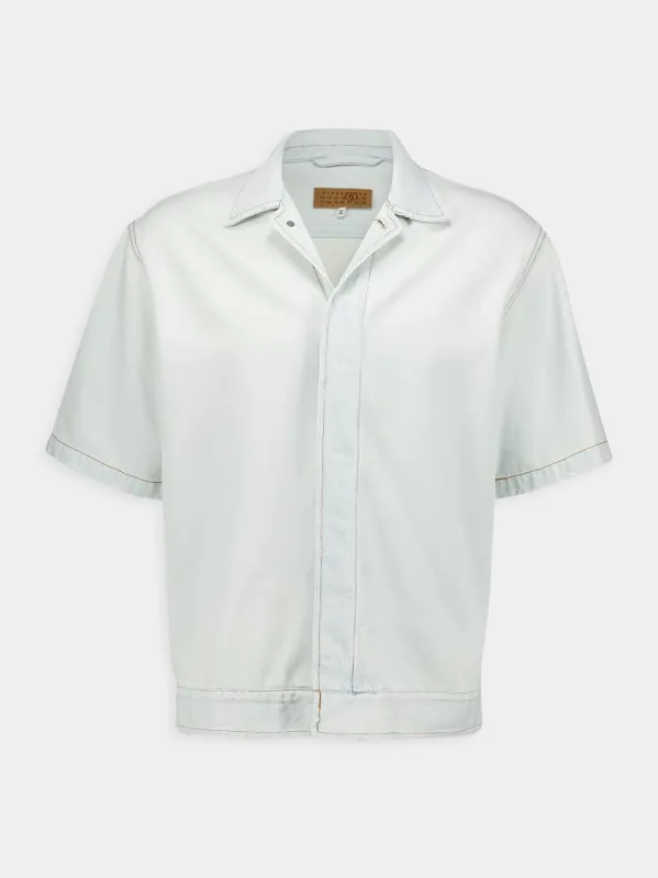 Short-Sleeved Denim Shirt sold by Fashion Clinic