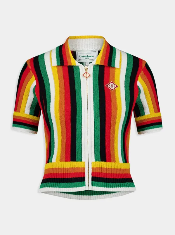 Striped Cotton-Blend Towelling Top sold by Fashion Clinic