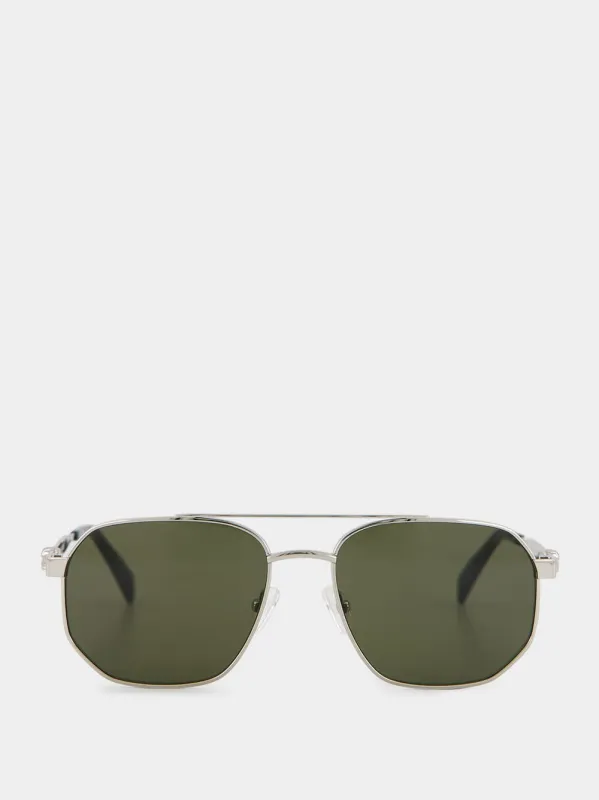 Green Floating Skull Metal Caravan Sunglasses made by Alexander McQueen