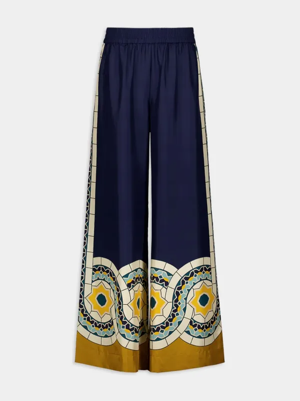 Mudejar Placée Silk Twill Palazzos sold by Fashion Clinic