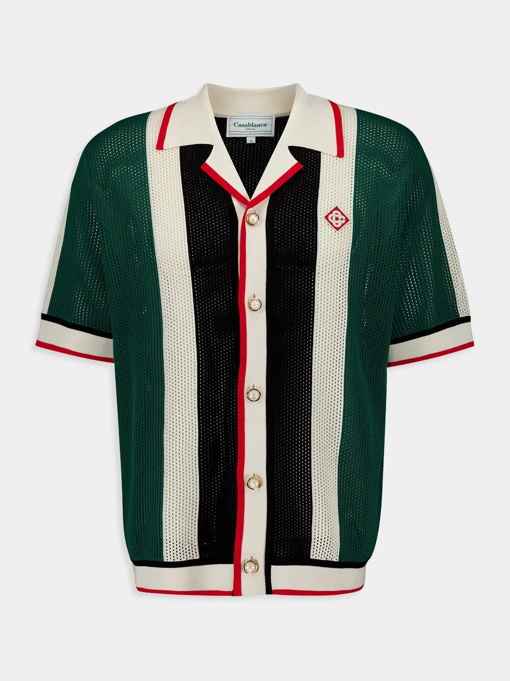 Striped Knitted Mesh Shirt sold by Fashion Clinic