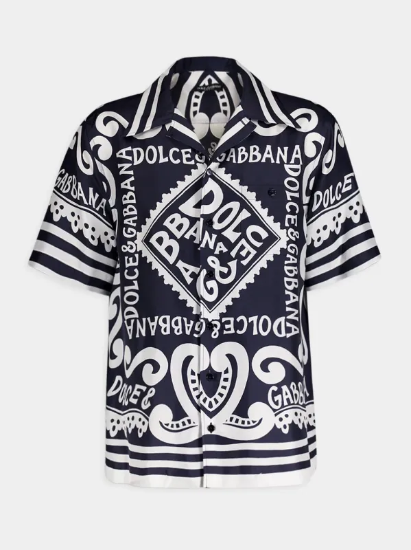 Marina-Print Silk Hawaii Shirt made by Dolce & Gabanna