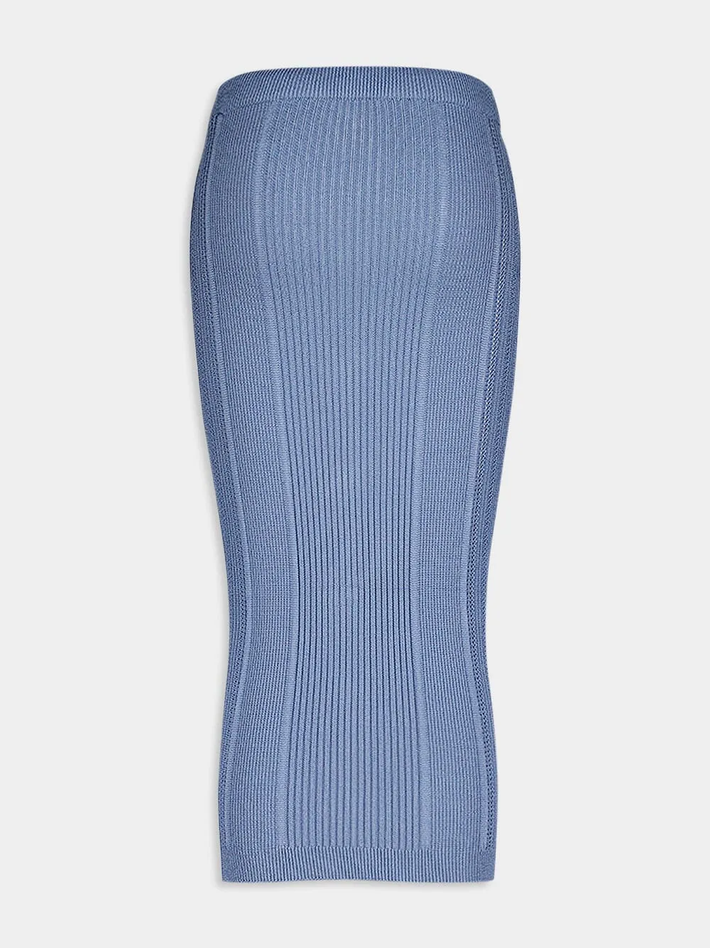 Buttoned Rib-Knit Midi Skirt sold by Fashion Clinic product image thumbnail 3