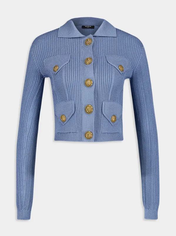 Ribbed Knit Button-Up Cardigan sold by Fashion Clinic