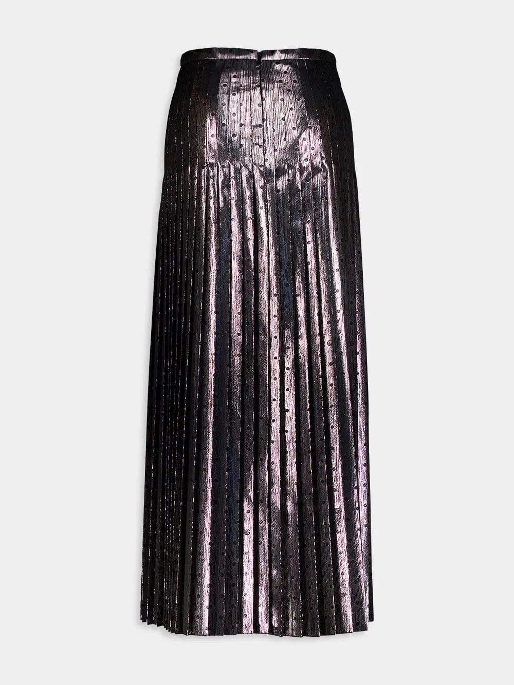 Metallic Pleated Silk Crêpe Midi Skirt sold by Fashion Clinic product image thumbnail 2