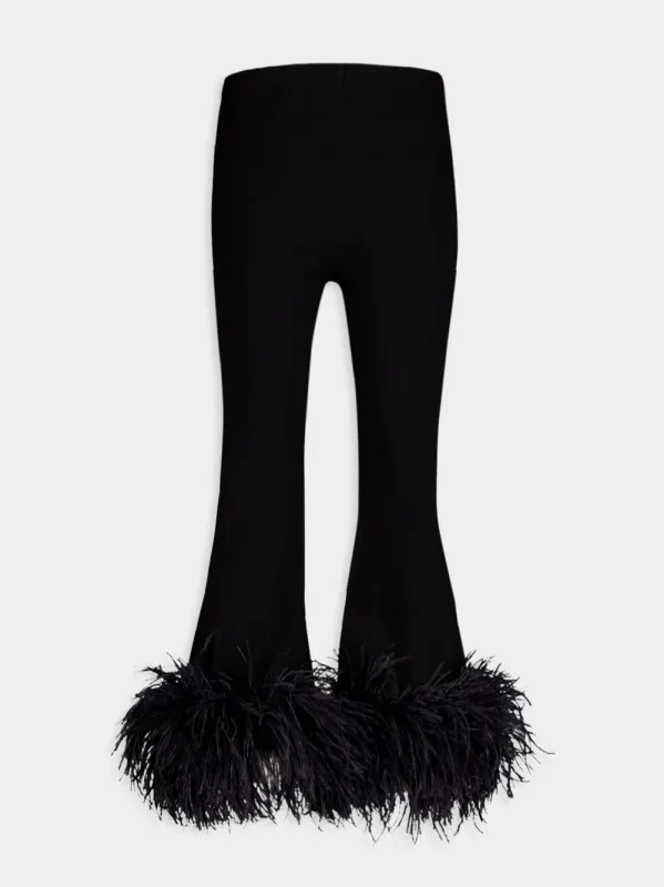 Feather-Trim Stretched Viscose Trousers made by Valentino Garavani