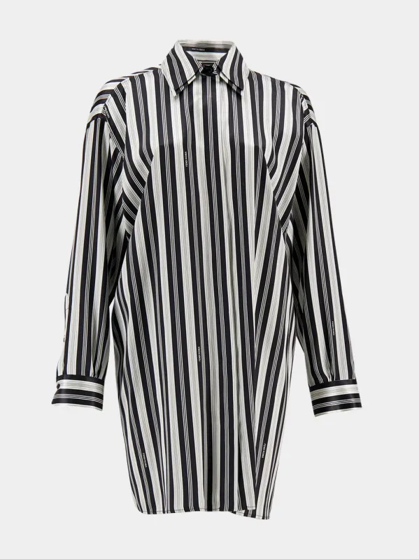 Striped Silk Satin Shirt Dress sold by Fashion Clinic