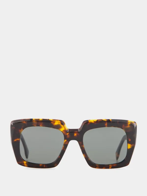 Piscina Burnt Havana Square Sunglasses made by RetroSuperFuture