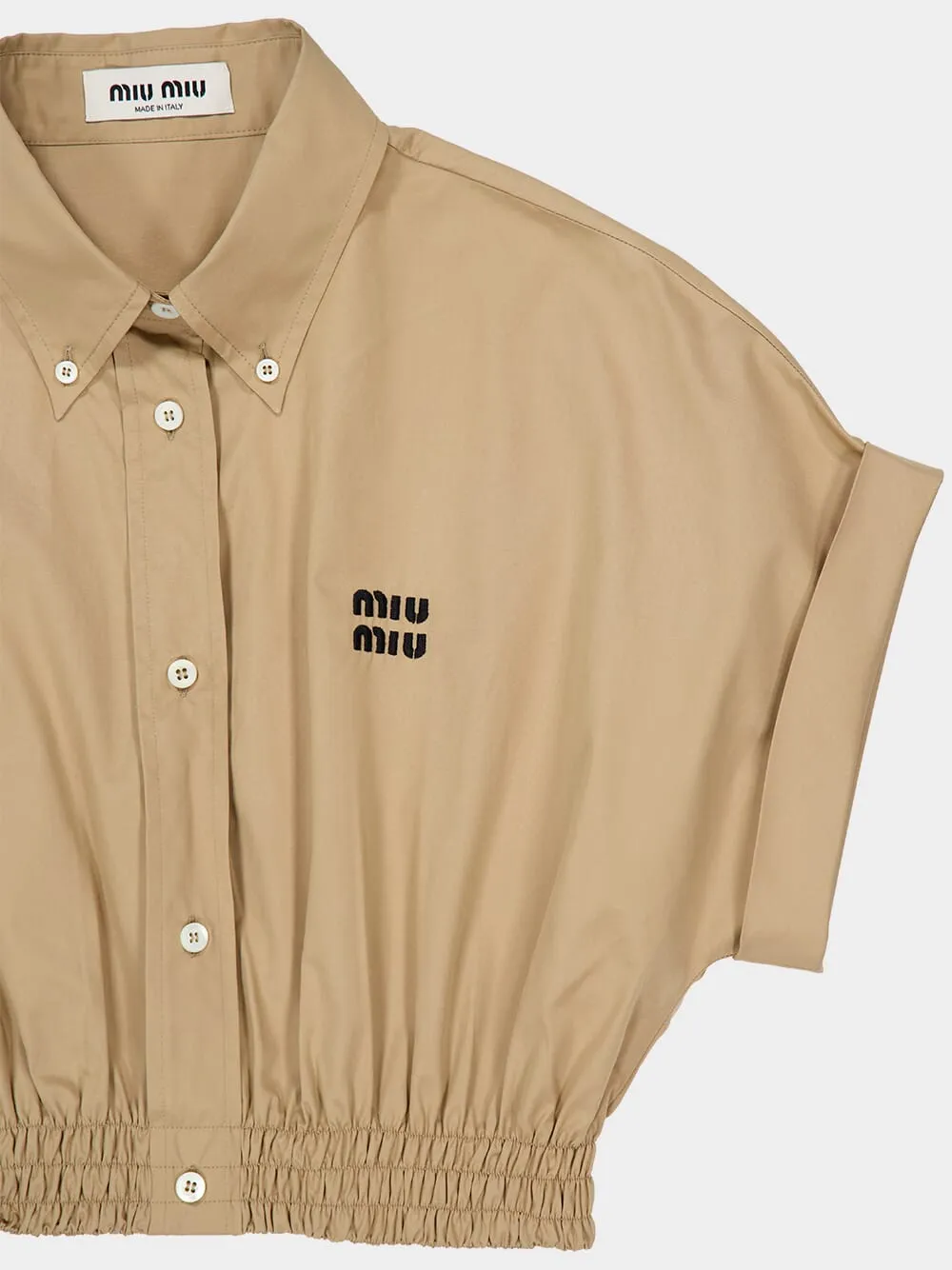 Kaki Cropped Cotton Poplin Shirt sold by Fashion Clinic product image thumbnail 3