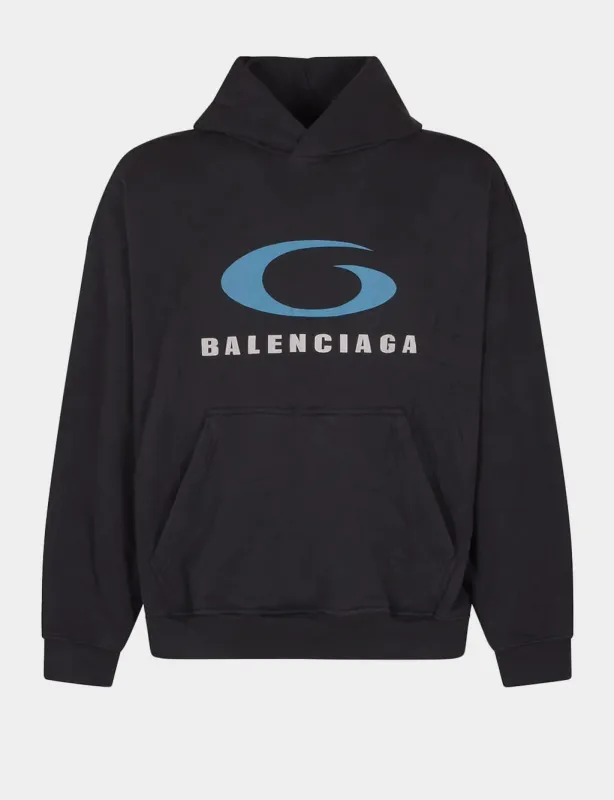 Washed Black Loop Sports Icon Sweatshirt made by Balenciaga