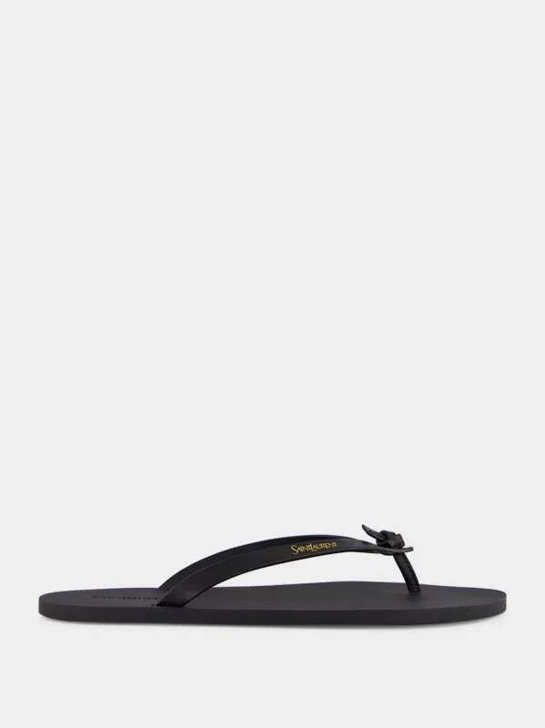 Black Pool Leather Flip-Flops sold by Fashion Clinic