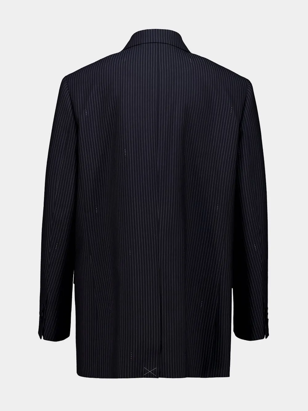 Navy Blue Pinstriped Wool Double-Breasted Blazer sold by Fashion Clinic product image thumbnail 2