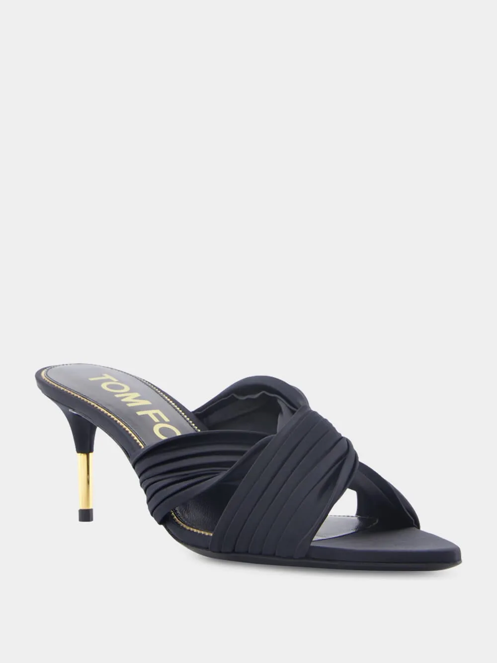 Black Pleated Satin Knot-Detail Mule Sandals sold by Fashion Clinic product image thumbnail 2
