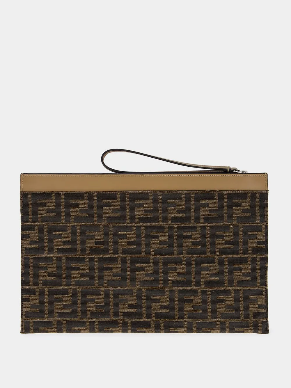 Brown FF Jacquard Medium Flat Pouch sold by Fashion Clinic product image thumbnail 2