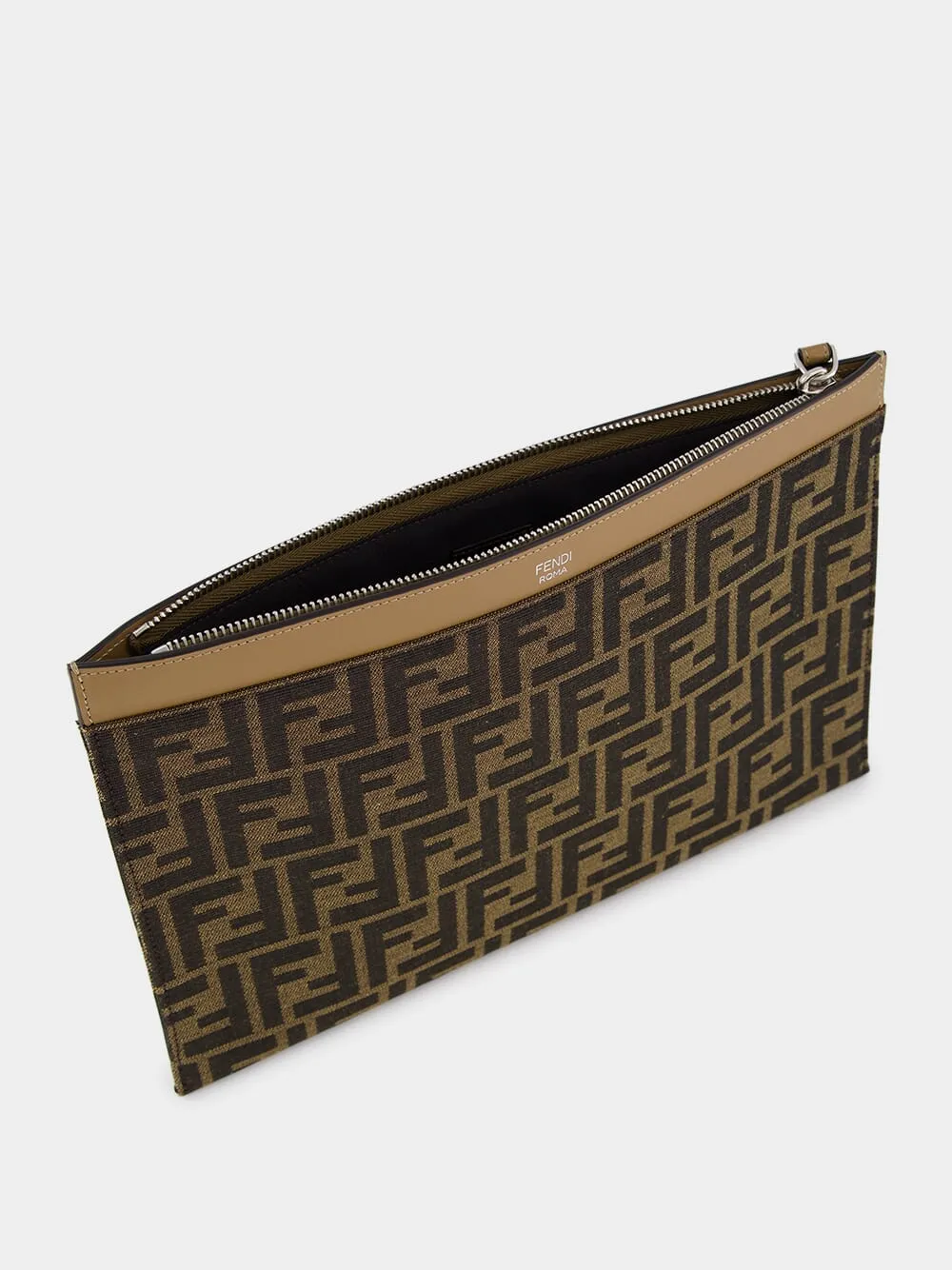 Brown FF Jacquard Medium Flat Pouch sold by Fashion Clinic product image thumbnail 3