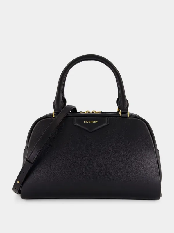 Black Antigona East-West Medium Leather Handbag sold by Fashion Clinic