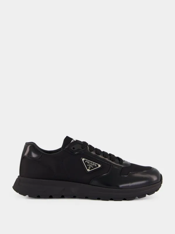 Black Prax 01 Re-Nylon and Brushed Leather Sneakers made by Fashion Clinic