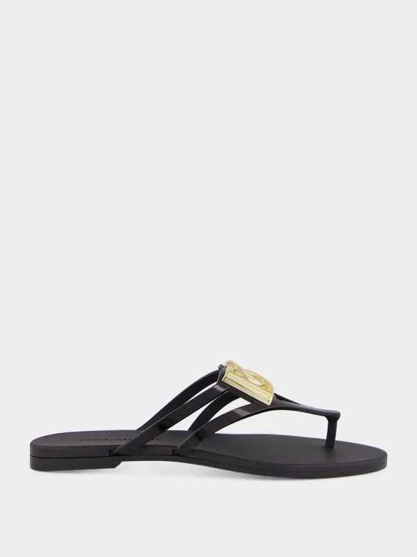 Black Rubber DG Logo Beach Slides sold by Fashion Clinic