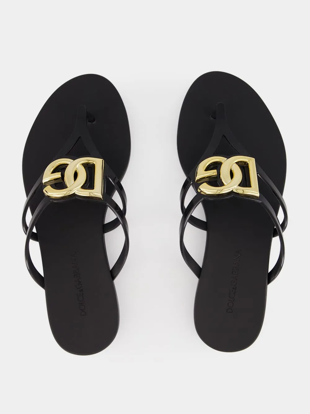 Black Rubber DG Logo Beach Slides sold by Fashion Clinic product image thumbnail 4