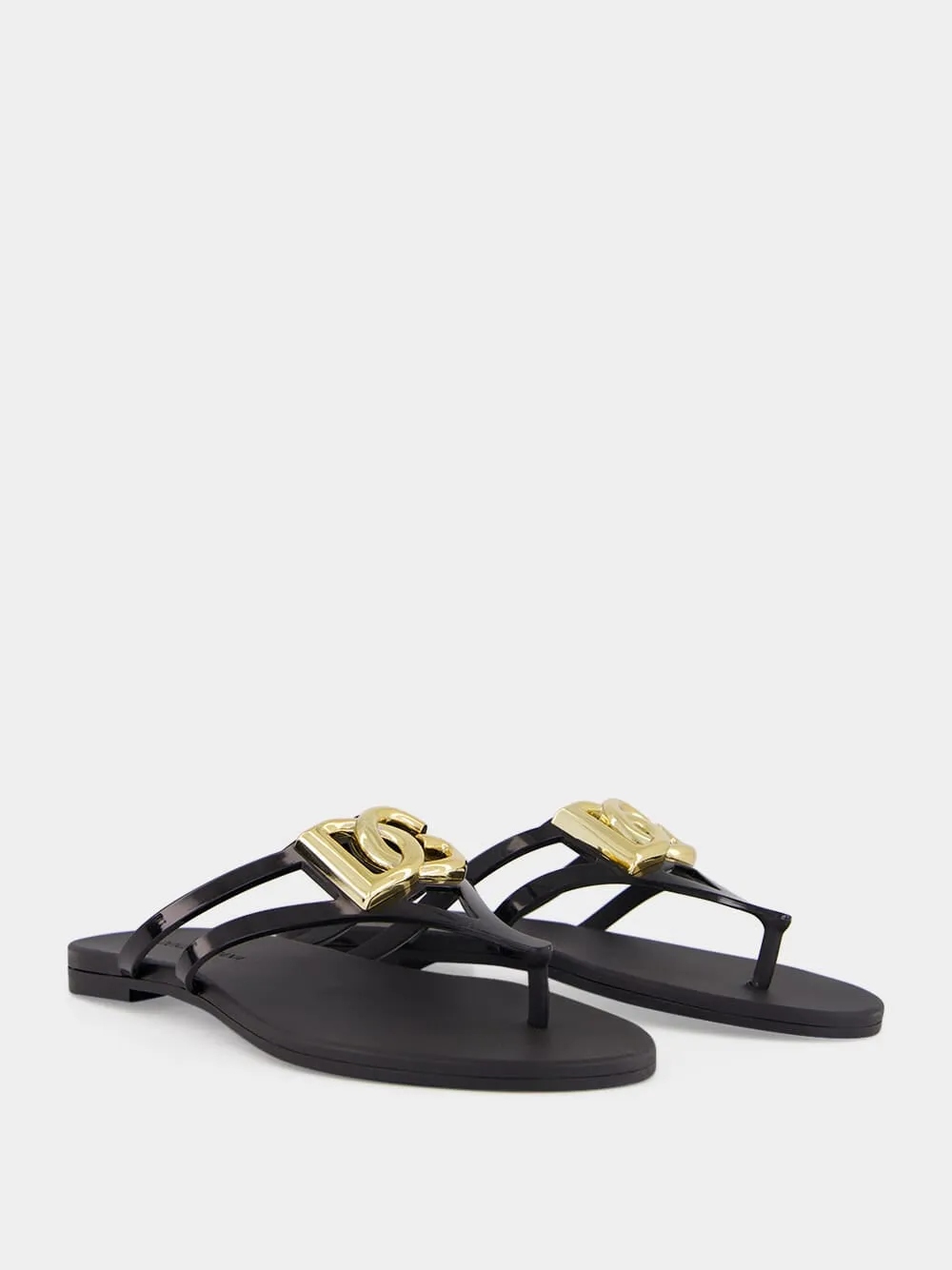 Black Rubber DG Logo Beach Slides sold by Fashion Clinic product image thumbnail 3