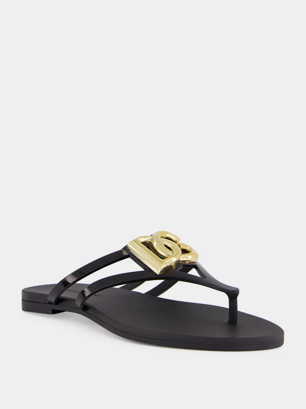 Black Rubber DG Logo Beach Slides sold by Fashion Clinic product image thumbnail 2