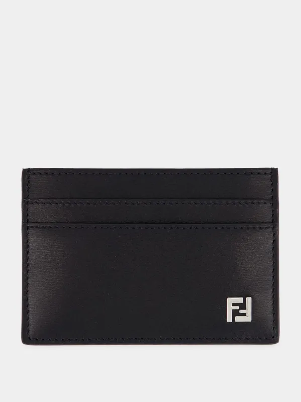 Black Leather FF Squared Card Holder sold by Fashion Clinic