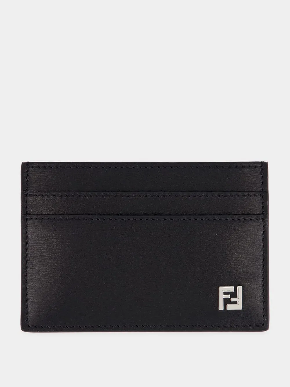 Black Leather FF Squared Card Holder sold by Fashion Clinic