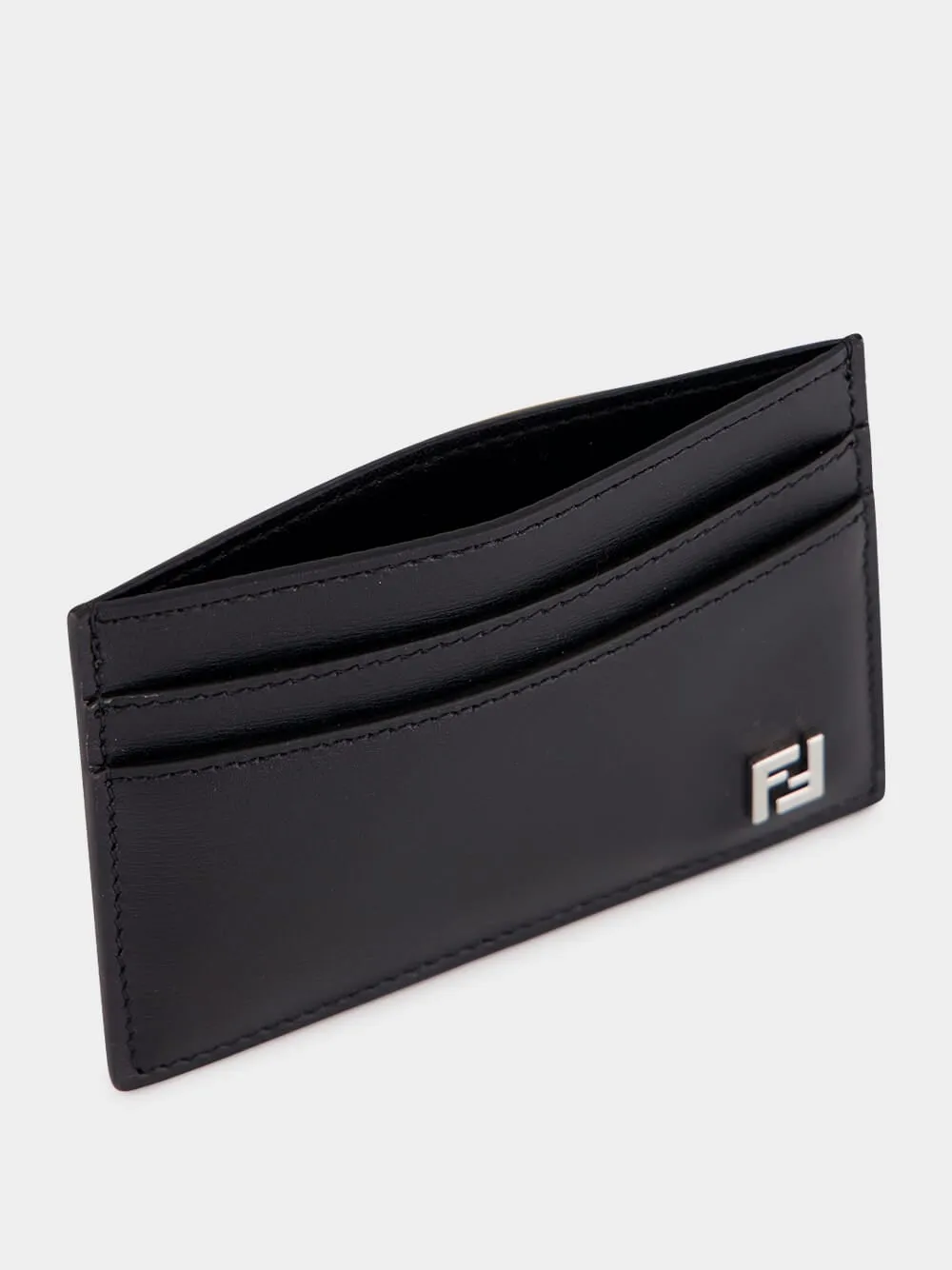 Black Leather FF Squared Card Holder sold by Fashion Clinic product image thumbnail 3
