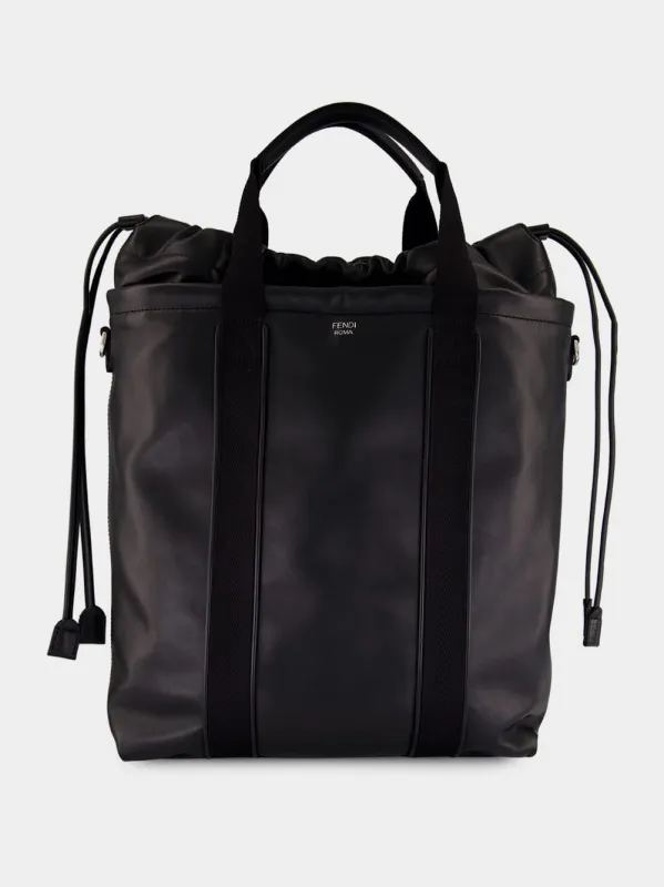 Black Flux Leather Shopping Bag made by Fashion Clinic