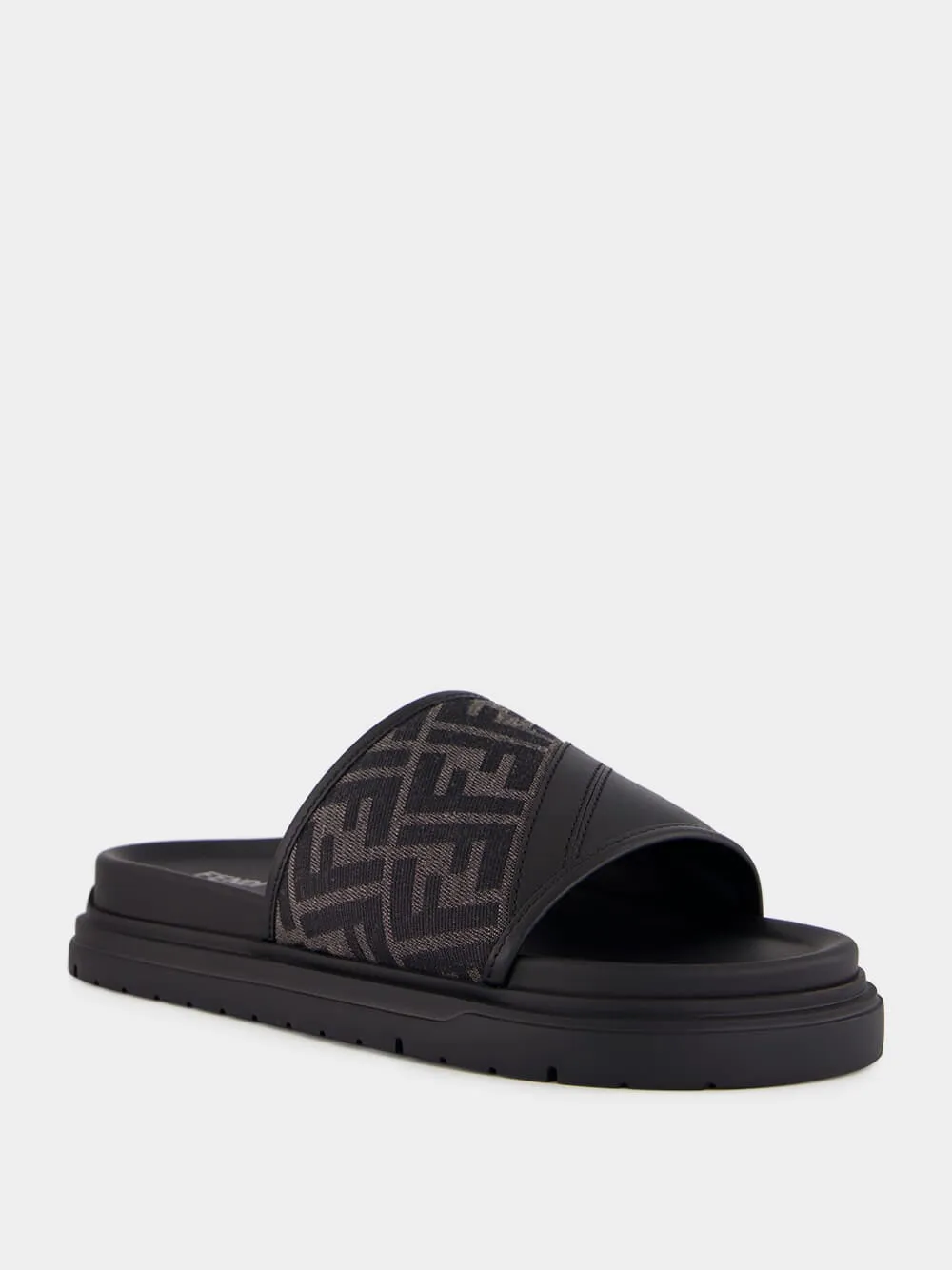 Black and Grey FF Jacquard Slide Sandals sold by Fashion Clinic product image thumbnail 2