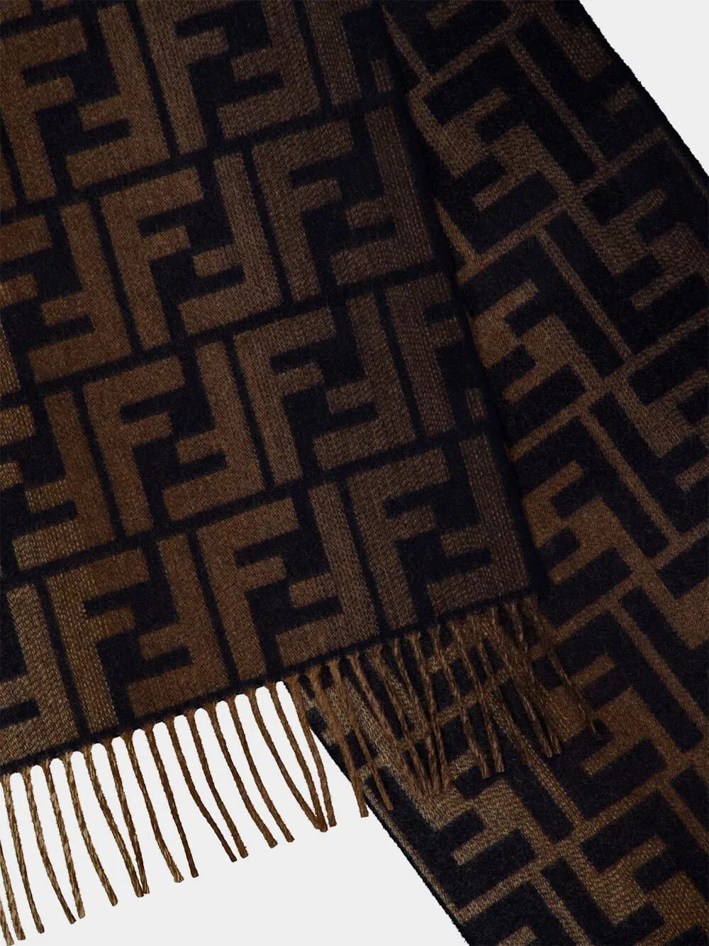 Brown and Blue FF Wool Cashmere Scarf sold by Fashion Clinic product image thumbnail 3