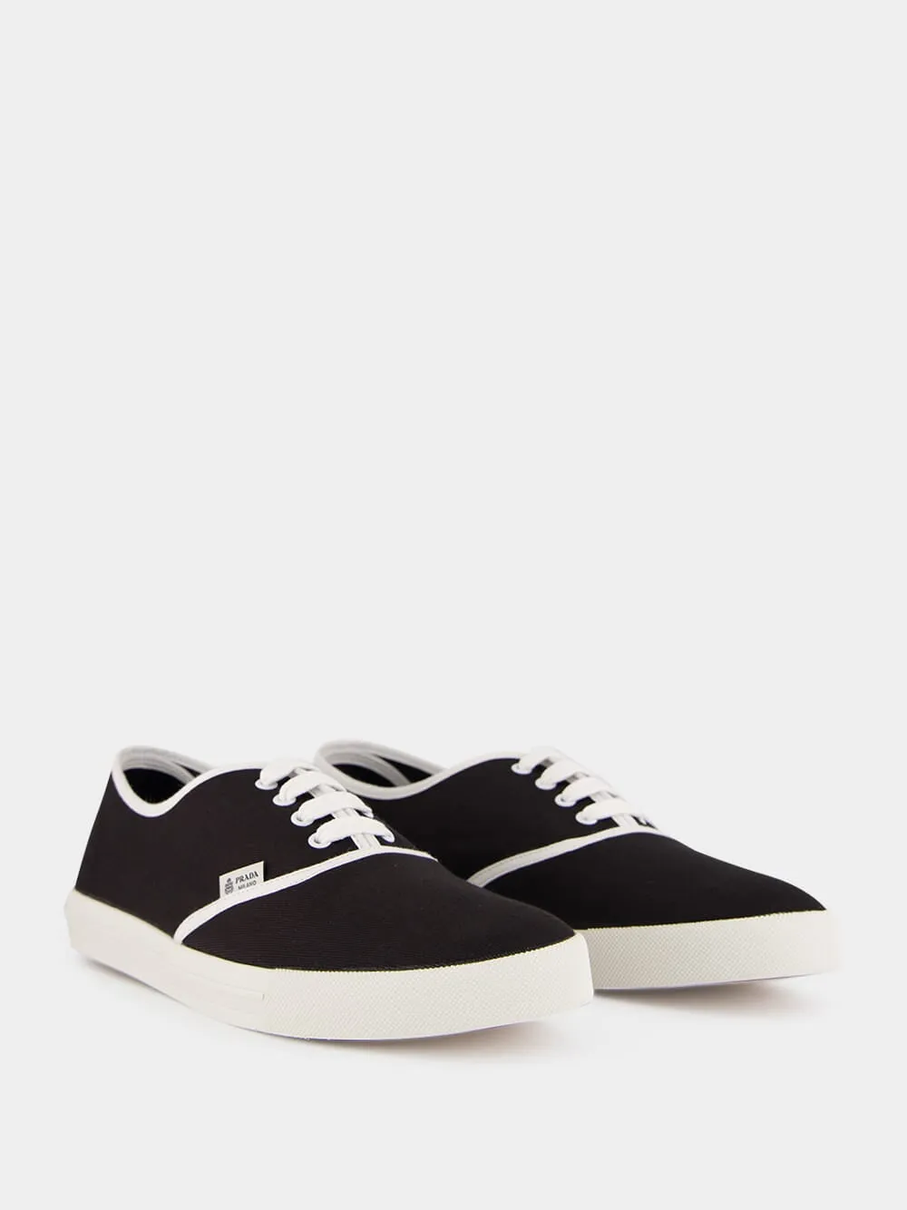 Black Drill Fabric Low-Top Sneakers sold by Fashion Clinic product image thumbnail 3