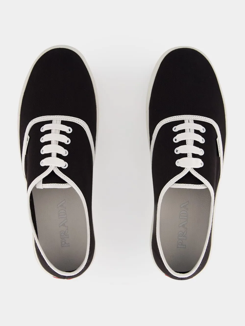 Black Drill Fabric Low-Top Sneakers sold by Fashion Clinic product image thumbnail 4