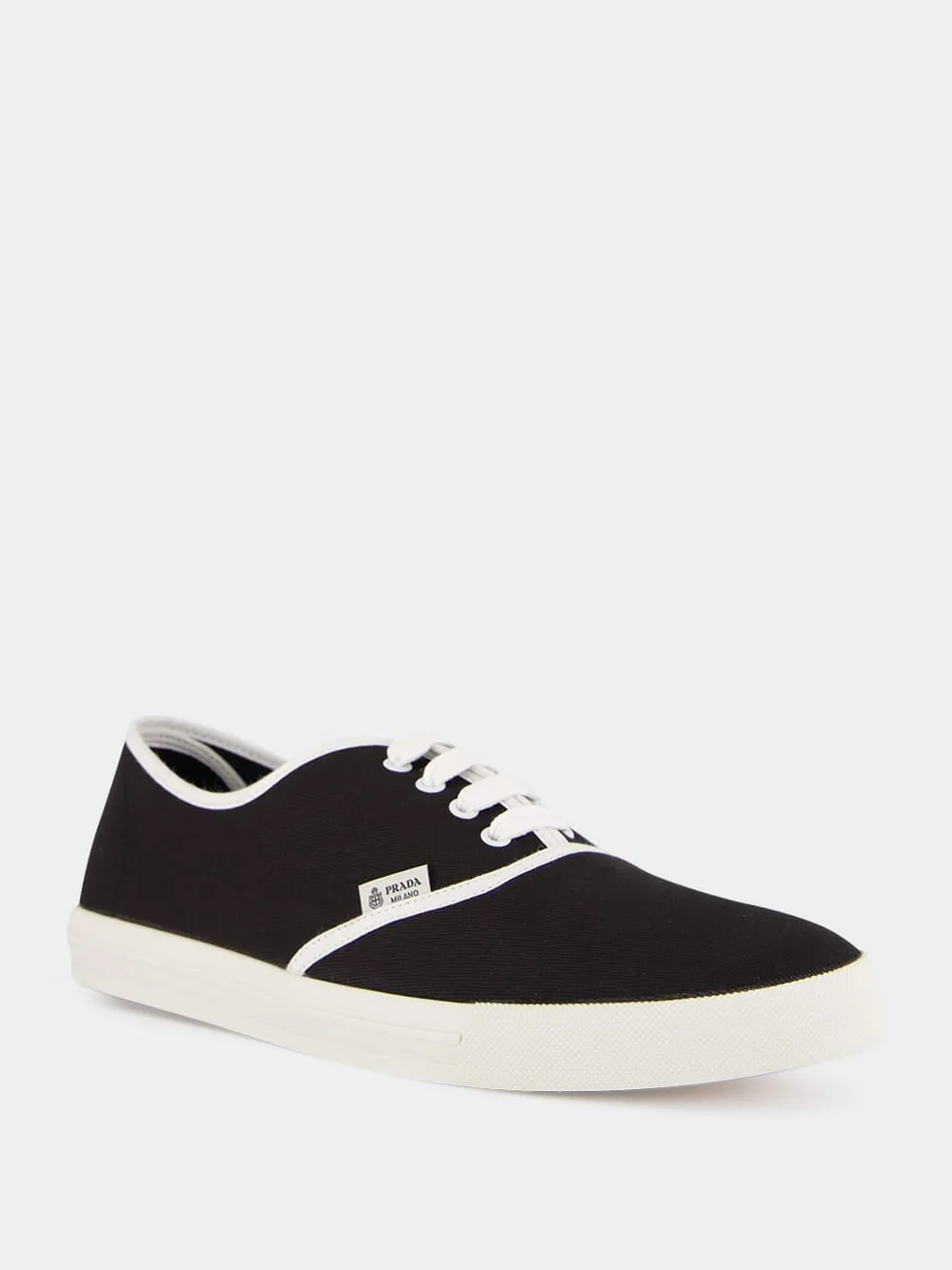 Black Drill Fabric Low-Top Sneakers sold by Fashion Clinic product image thumbnail 2