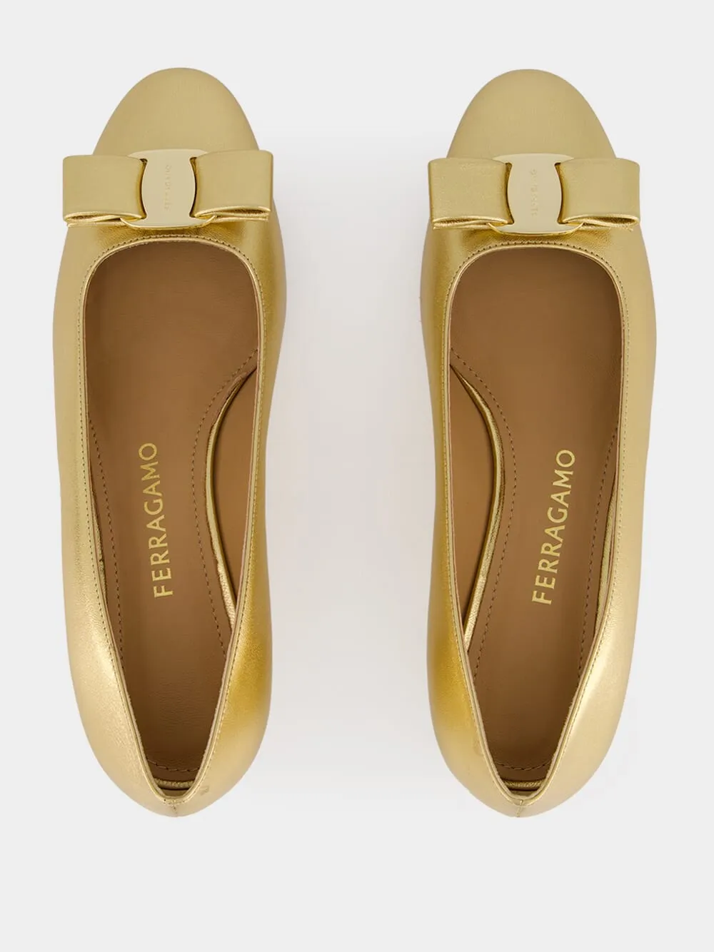 Gold Laminated Nappa Vara Bow Pumps sold by Fashion Clinic product image thumbnail 4