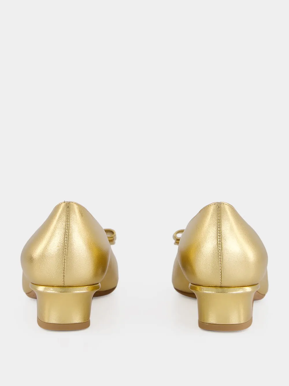 Gold Laminated Nappa Vara Bow Pumps sold by Fashion Clinic product image thumbnail 5