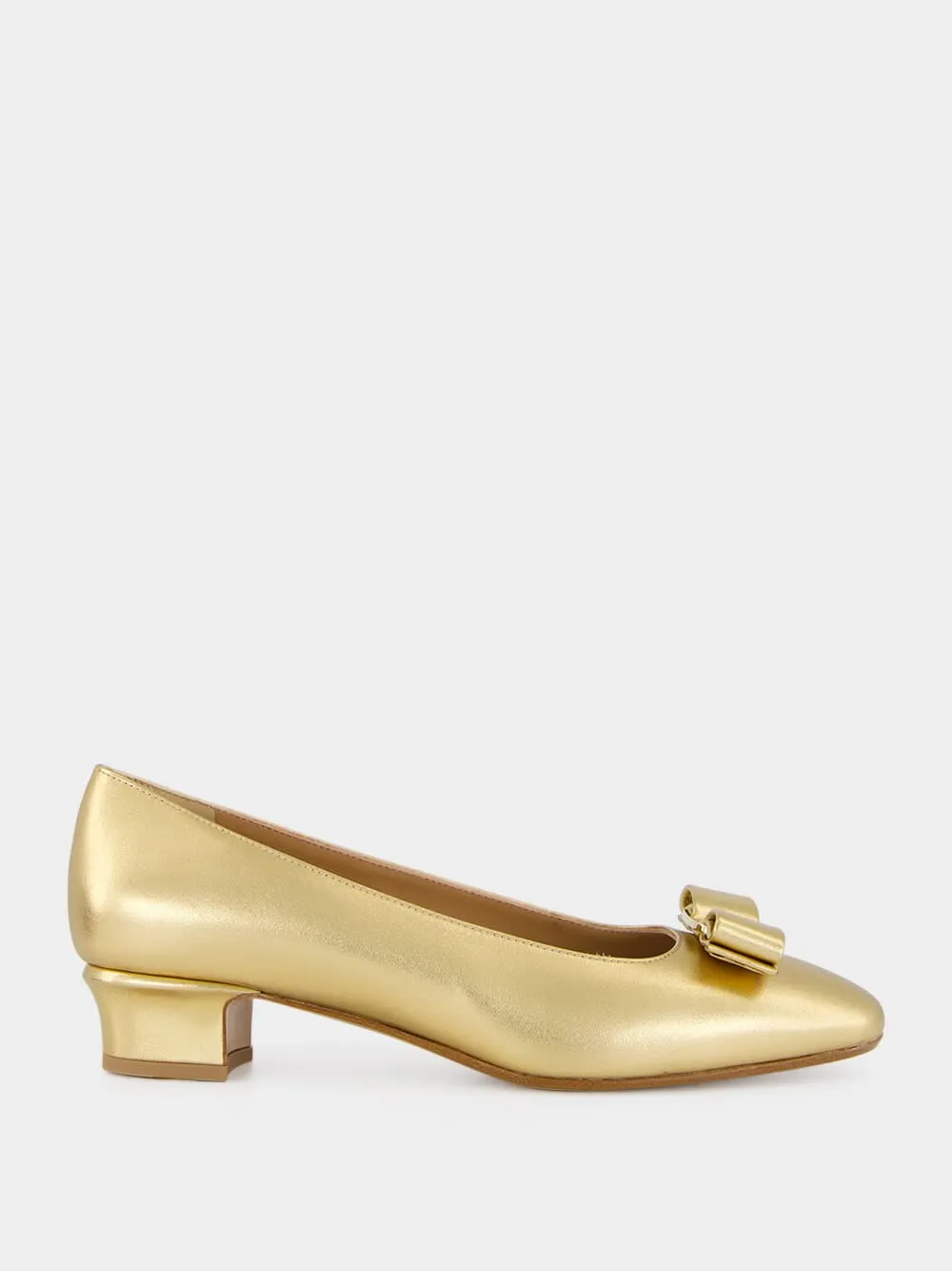 Gold Laminated Nappa Vara Bow Pumps sold by Fashion Clinic