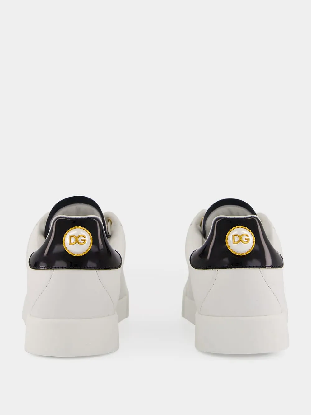 White and Gold Leather Low-Top Sneakers sold by Fashion Clinic product image thumbnail 5