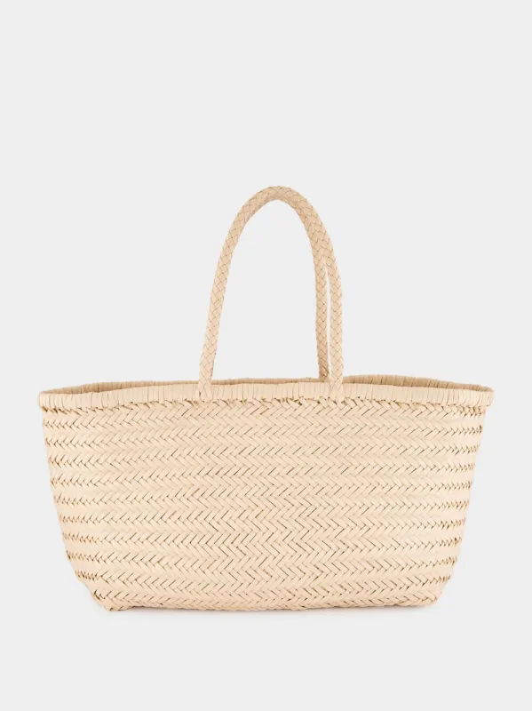 Natural Triple Jump Big Woven Leather Tote sold by Fashion Clinic