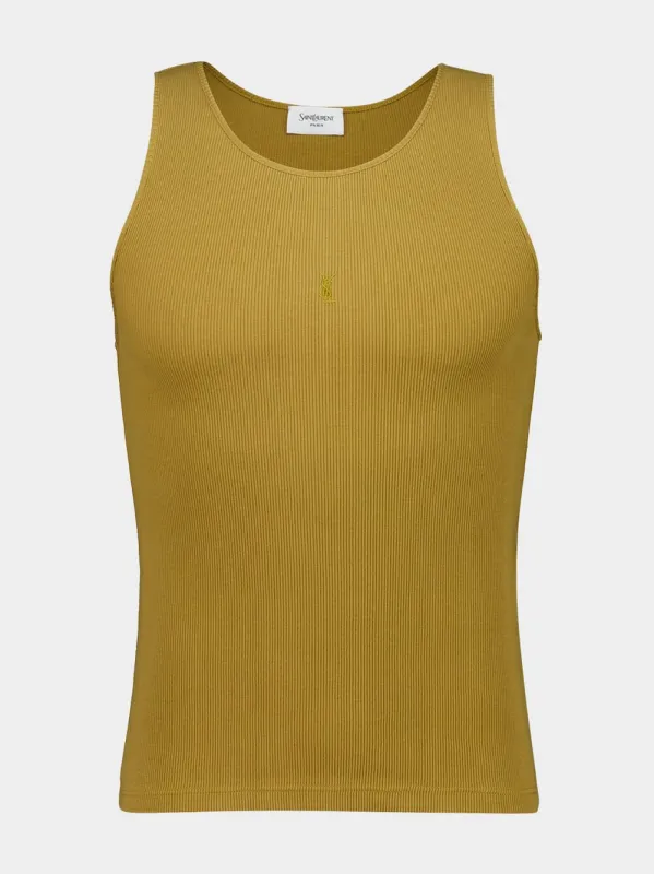 Dark Honey Cotton Ribbed Tank Top made by Yves Saint Laurent