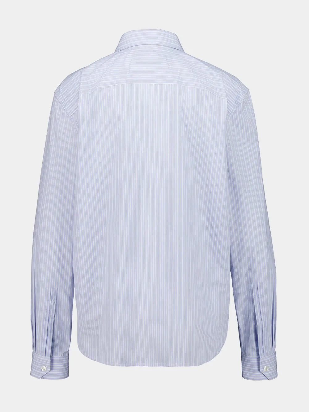 Blue and Grey Striped Cotton Poplin Shirt sold by Fashion Clinic product image thumbnail 3