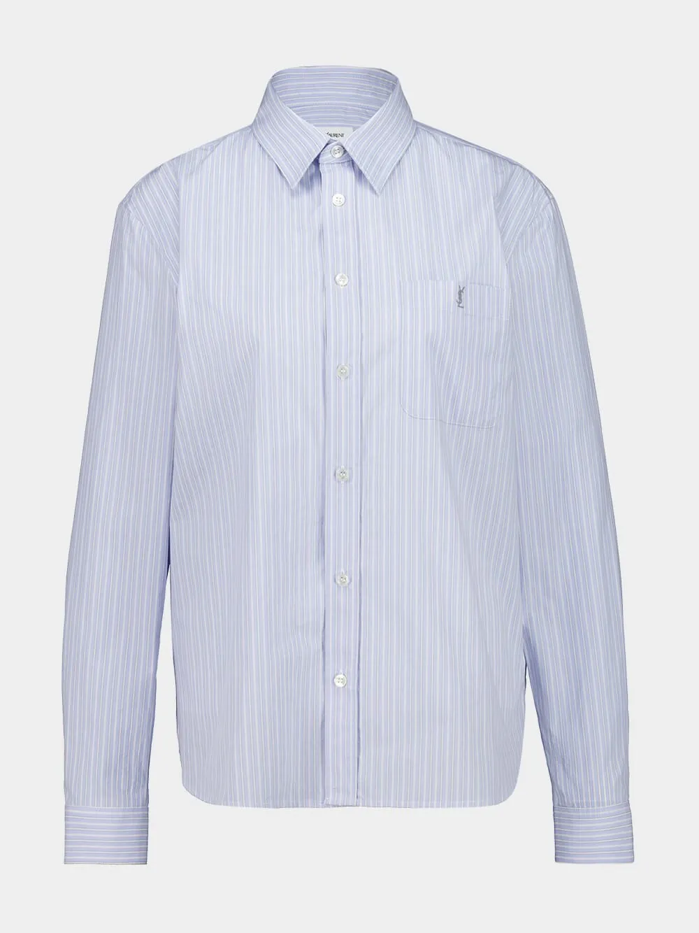 Blue and Grey Striped Cotton Poplin Shirt sold by Fashion Clinic product image thumbnail 2
