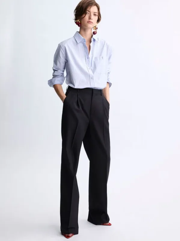 Blue and Grey Striped Cotton Poplin Shirt sold by Fashion Clinic